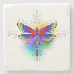 Dessous-de-verre En Pierre Dragonfly en arc-en-ciel