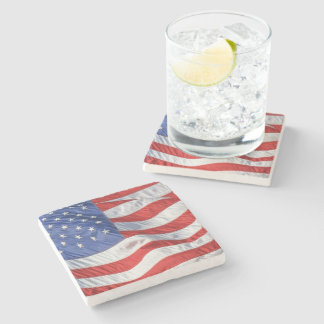 Dessous-de-verre En Pierre Drapeau américain agitant patriotique