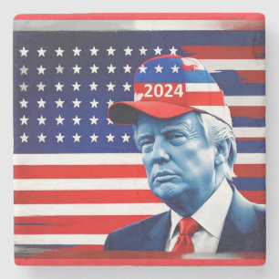 Dessous-de-verre En Pierre Drapeau américain Donald Trump 2024