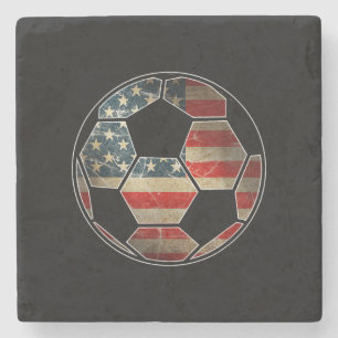 Dessous-de-verre En Pierre Drapeau Américain sur ballon de football - Drapeau