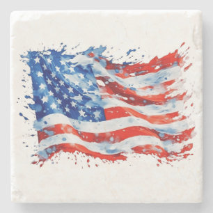 Dessous-de-verre En Pierre Drapeau américain USA Aquarelle 4 juillet