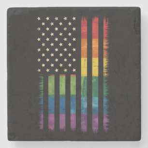 Dessous-de-verre En Pierre Drapeau américain USA Arc-en-ciel Fierté Gay Lesbi
