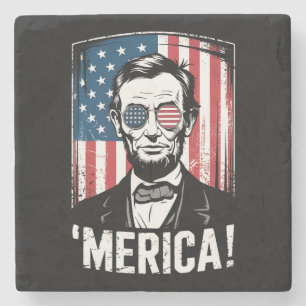 Dessous-de-verre En Pierre Drapeau américain vintage Lincoln Merica 4 juillet