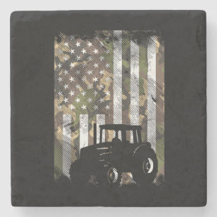 Dessous-de-verre En Pierre Drapeau Camo Tracteur Camion de Ferme Vintage Patr