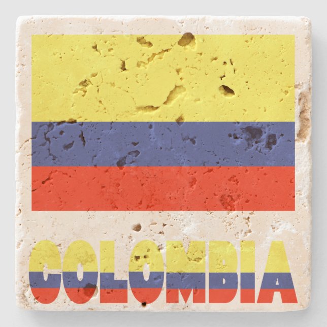 Dessous-de-verre En Pierre Drapeau colombien et Colombie (Devant)