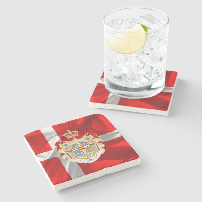 Dessous-de-verre En Pierre Drapeau danois - Armoiries (Côté)