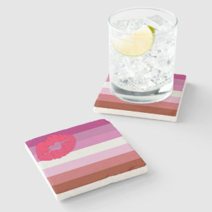 Dessous-de-verre En Pierre Drapeau de fierté lesbienne au rouge à lèvres Slip