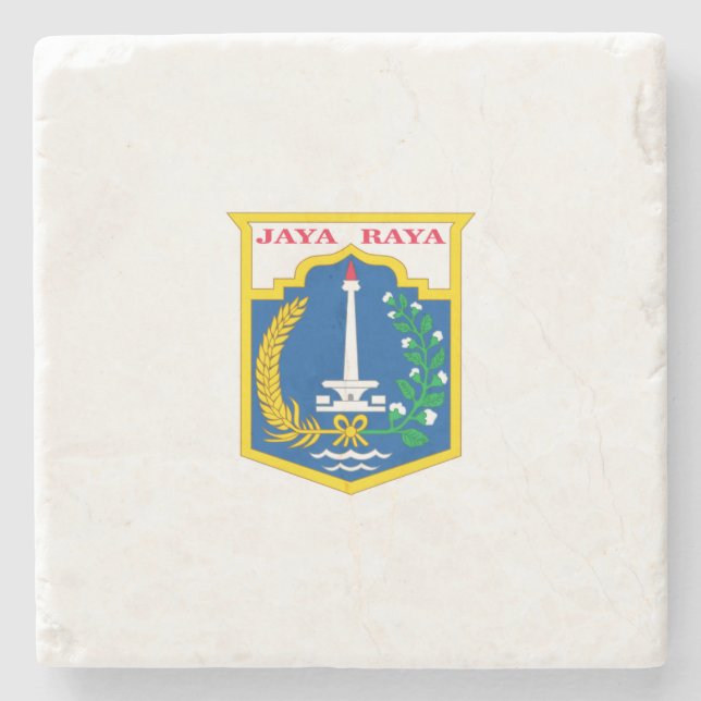 Dessous-de-verre En Pierre Drapeau de Jakarta (capitale indonésienne) (Devant)