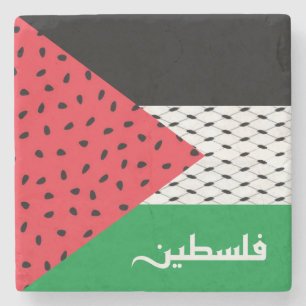 Dessous-de-verre En Pierre Drapeau de la Palestine