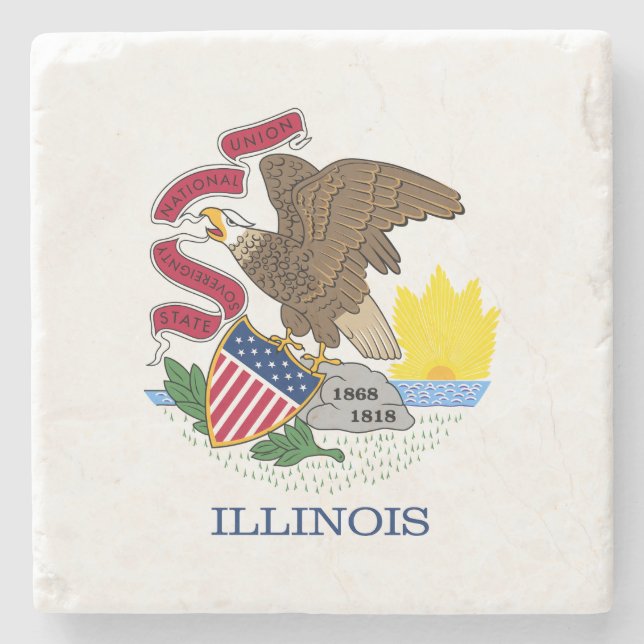 Dessous-de-verre En Pierre Drapeau de l'État de l'Illinois (Devant)