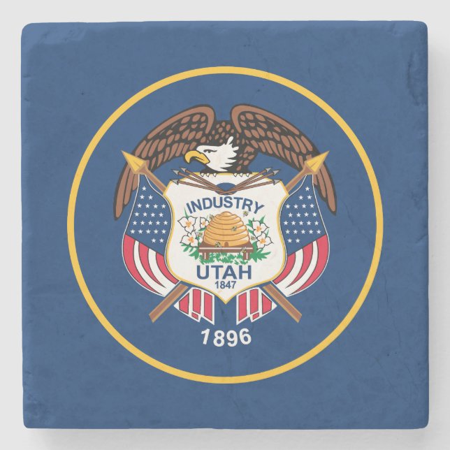 Dessous-de-verre En Pierre Drapeau de l'État de l'Utah (Devant)