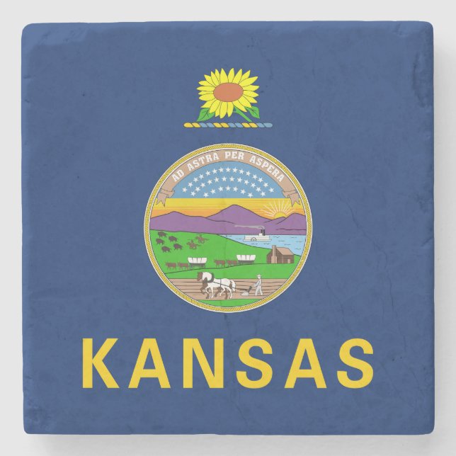 Dessous-de-verre En Pierre Drapeau de l'État du Kansas (Devant)
