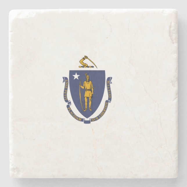 Dessous-de-verre En Pierre Drapeau de l'État du Massachusetts (Devant)