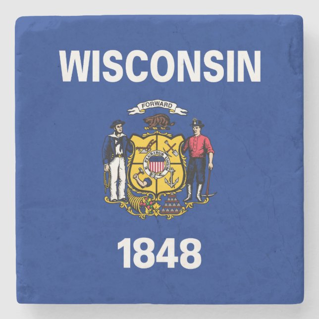Dessous-de-verre En Pierre Drapeau de l'État du Wisconsin (Devant)