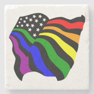 Dessous-de-verre En Pierre Drapeau de LGBT Etats-Unis