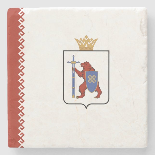 Dessous-de-verre En Pierre Drapeau de Mari El (Devant)