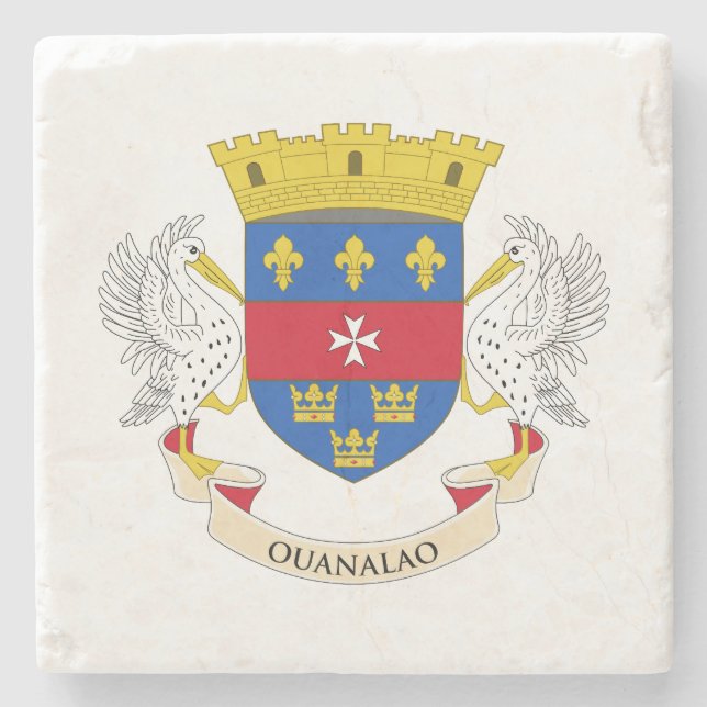 Dessous-de-verre En Pierre Drapeau de Saint-Barthélemy (Devant)