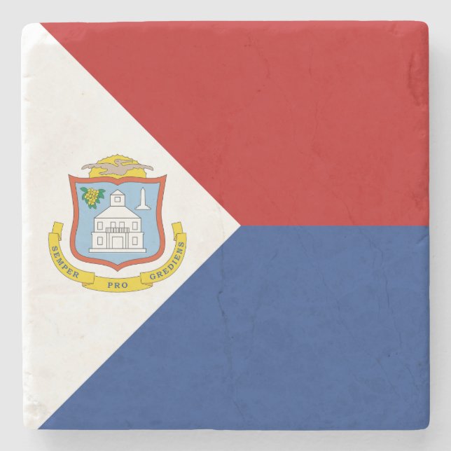 Dessous-de-verre En Pierre Drapeau de Saint-Martin (Devant)