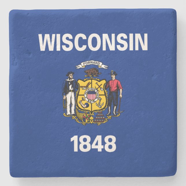 Dessous-de-verre En Pierre Drapeau d'État du Wisconsin (Devant)