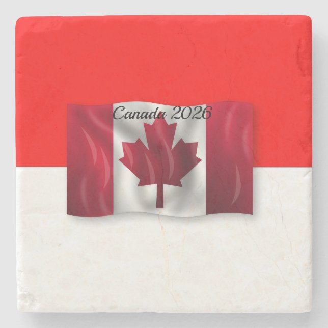 Dessous-de-verre En Pierre Drapeau du Canada  (Devant)
