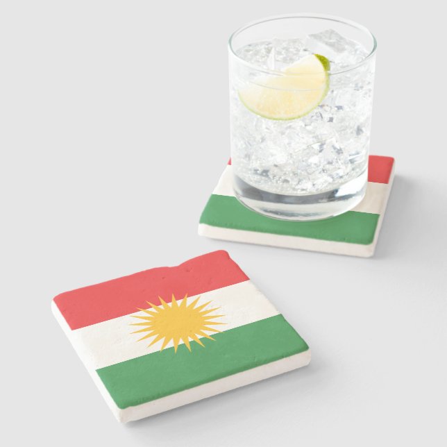 Dessous-de-verre En Pierre Drapeau du Kurdistan (Côté)