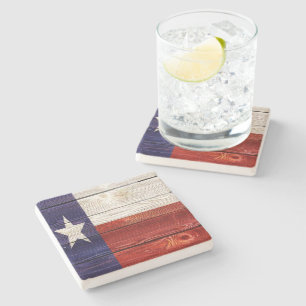 Dessous-de-verre En Pierre Drapeau du Texas en bois rustique patriotique