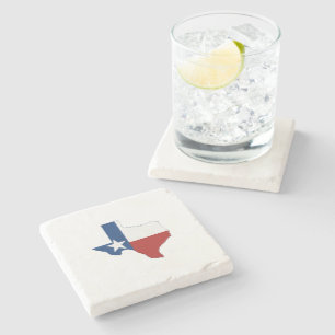 Dessous-de-verre En Pierre Drapeau en forme texane Rouge blanc bleu étoile L