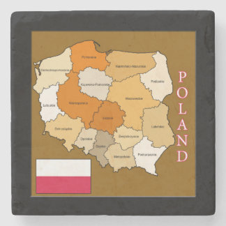 Dessous-de-verre En Pierre Drapeau et carte de la Pologne