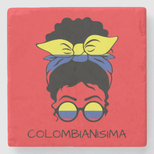 Dessous-de-verre En Pierre Drapeau féminin colombien CUTE COLOMBIANISIMA