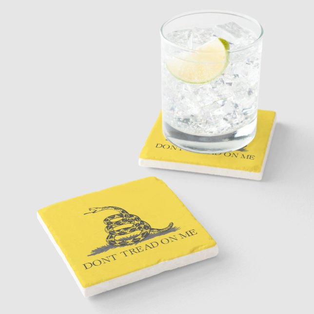 Dessous-de-verre En Pierre Drapeau Gadsden jaune classique Ne marchez pas sur (Côté)