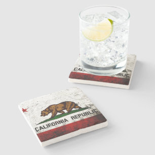 Dessous-de-verre En Pierre Drapeau grunge noir d'état de la Californie