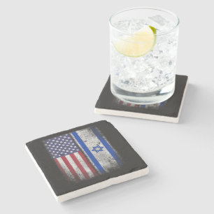 Dessous-de-verre En Pierre Drapeau Israélo-Américain Israël Usa Racines Améri