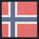 Dessous-de-verre En Pierre Drapeau Norvège<br><div class="desc">Drapeau de la Norvège: "Alt for Norge" → "Tout pour la Norvège".
Le drapeau de la Norvège est rouge,  avec une croix bleue bordée de blanc.</div>