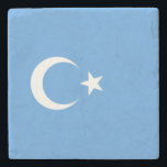 Dessous-de-verre En Pierre Drapeau ouïghour du Turkestan oriental (Uyghurista<br><div class="desc">Ce dessin est orné du drapeau national de la Première République du Turkestan oriental, qui fut une république islamique sécessionniste de courte durée fondée en 1933. Le drapeau est connu sous le nom de Kökbayraq (К ө к а б р de la ), qui signifie "drapeau du ciel" ou "drapeau...</div>