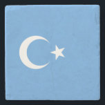 Dessous-de-verre En Pierre Drapeau ouïghour du Turkestan oriental (Uyghurista<br><div class="desc">Ce dessin est orné du drapeau national de la Première République du Turkestan oriental, qui fut une république islamique sécessionniste de courte durée fondée en 1933. Le drapeau est connu sous le nom de Kökbayraq (К ө к а б р de la ), qui signifie "drapeau du ciel" ou "drapeau...</div>