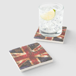 Dessous-de-verre En Pierre Drapeau patriotique rouillé du Royaume-Uni