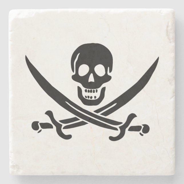 Dessous-de-verre En Pierre Drapeau pirate crâne épées croisées (Devant)
