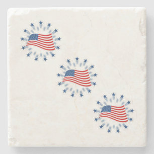 Dessous-de-verre En Pierre Drapeau rond patriotique Dessous de verre