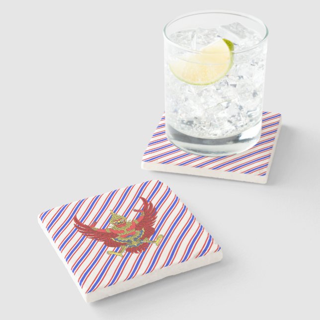 Dessous-de-verre En Pierre Drapeau thaïlandais de rayures (Côté)
