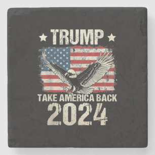 Dessous-de-verre En Pierre drapeau Trump 2024 reprenons l'Amérique hommes fem