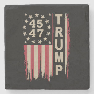 Dessous-de-verre En Pierre Drapeau Trump 45 47 Vintage Rétro Amérique USA