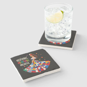 Dessous-de-verre En Pierre Drapeaux des pays latinos du Mois du patrimoine hi