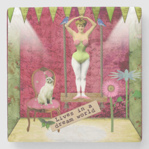 Dessous-de-verre En Pierre Dream World Vintage Funky Ballerina Altered Art