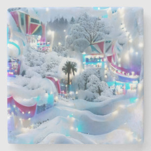 Dessous-de-verre En Pierre Dreamy Winter Wonderland Lumières