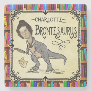 Dessous-de-verre En Pierre Drôle Charlotte Bronte Saurus Dinosaur Lecteur de