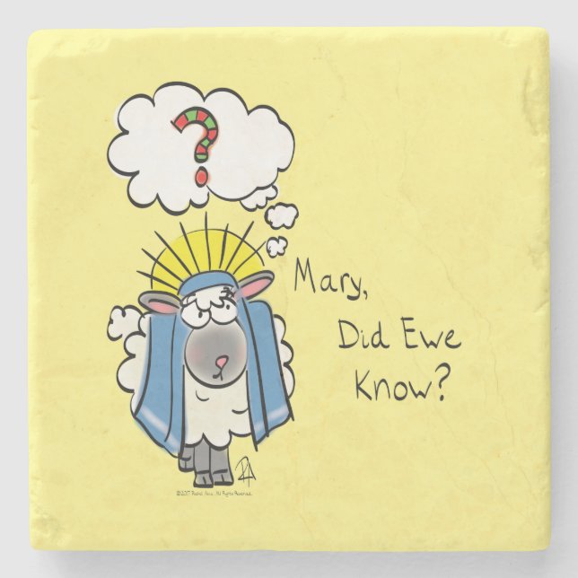 Dessous-de-verre En Pierre Drôle chrétien Noël mignon mouton (Devant)