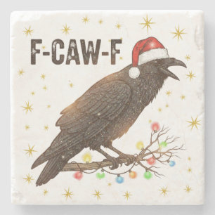 Dessous-de-verre En Pierre Drôle Noël Corbeau Corbeau F-CAW- F