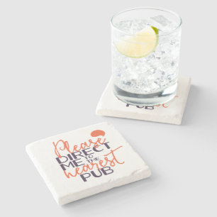 Dessous-de-verre En Pierre Drôle S'il vous plaît me diriger vers le Pub le pl