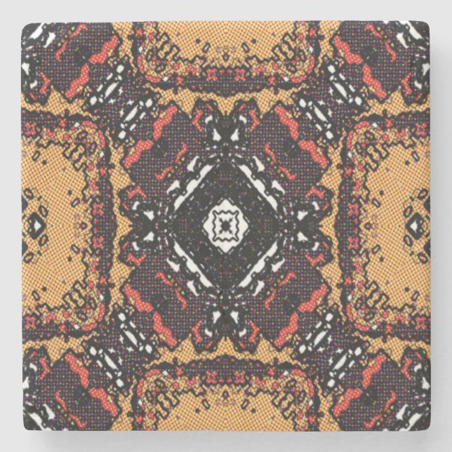 Dessous-de-verre En Pierre Earth Tone Golden Browns Old World Motif (Devant)