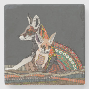 Dessous-de-verre En Pierre Ebony de renards du désert indien